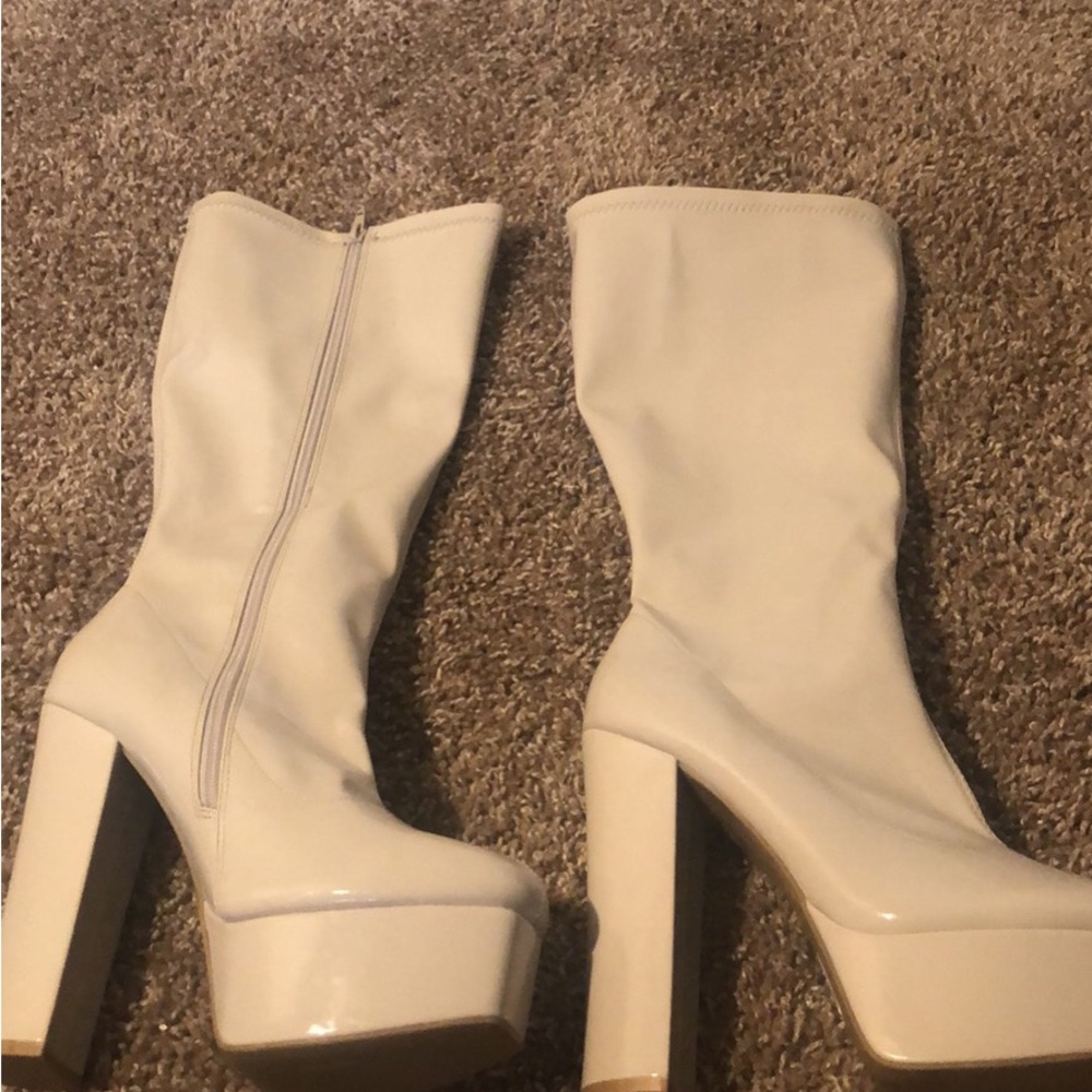Light Gray Knee High Boots